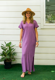 Purple Double Gauze Cotton Dress