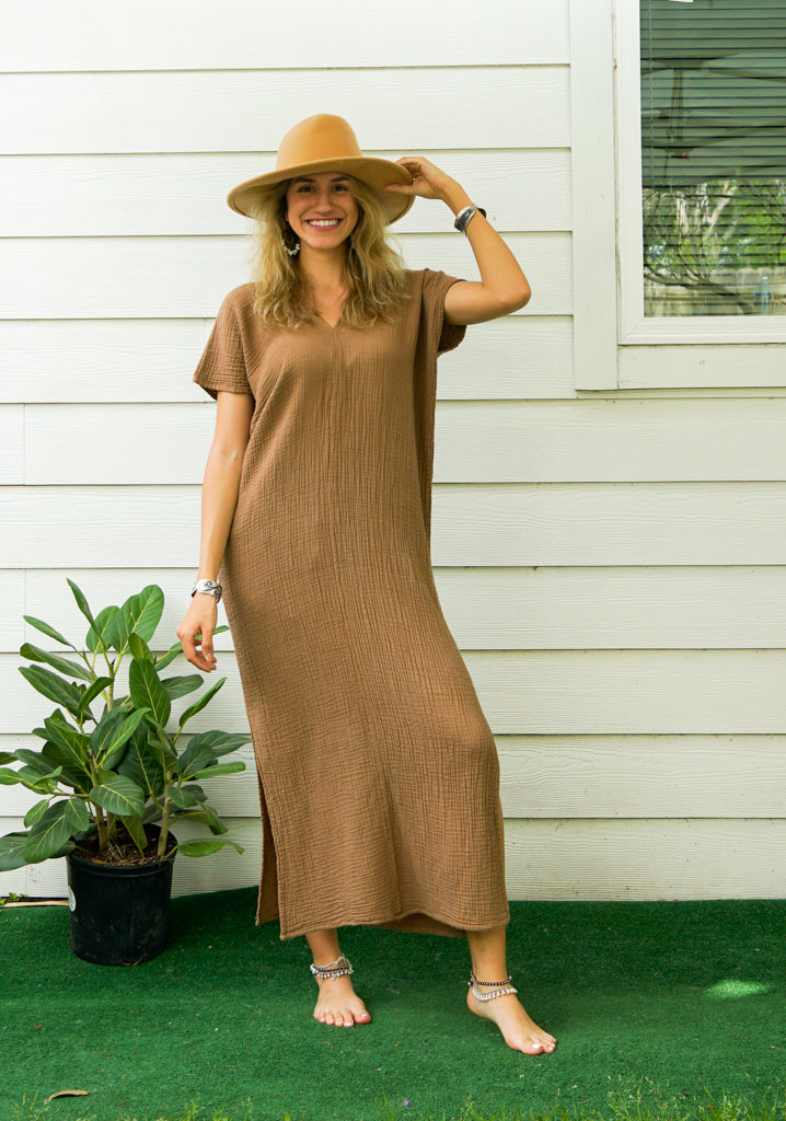 Brown Double Gauze Cotton Dress