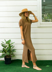 Brown Double Gauze Cotton Dress