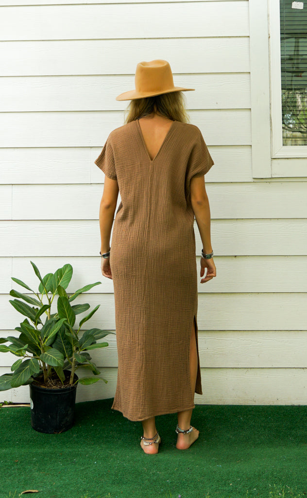 Brown Double Gauze Cotton Dress