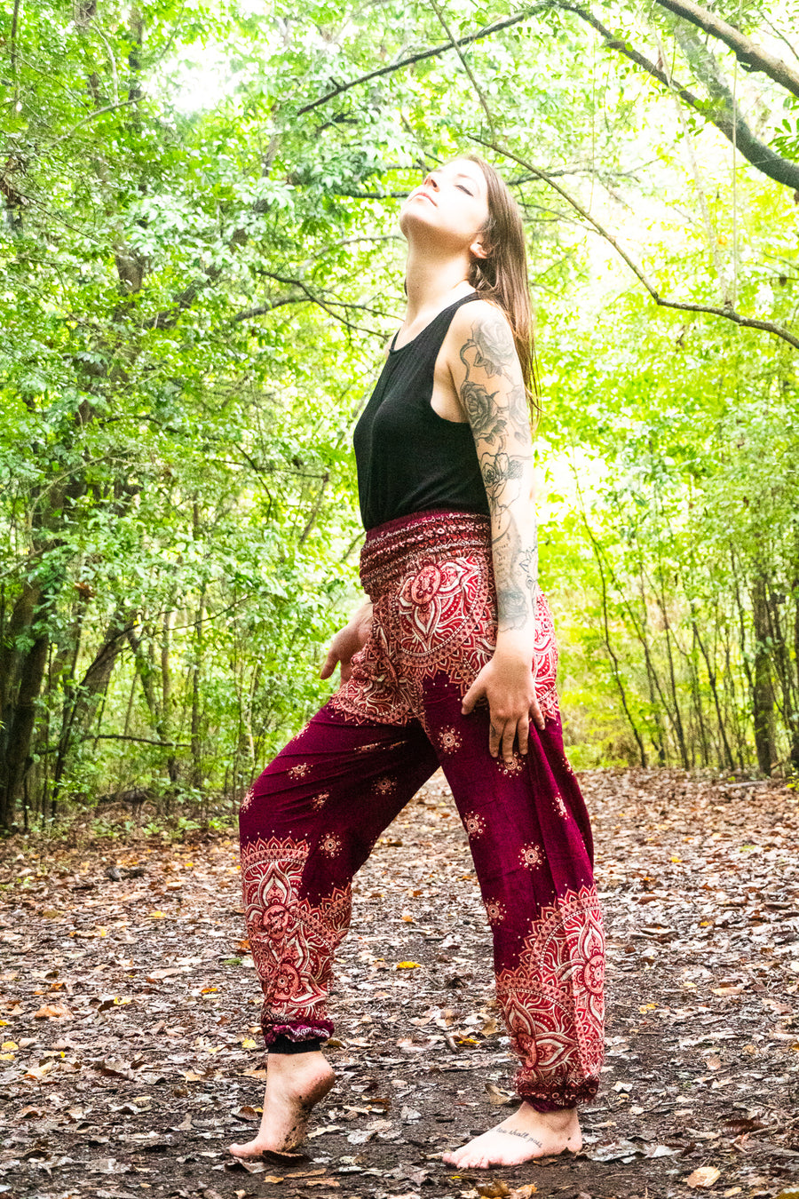 Burgundy Goddess Mandala Harem Pants