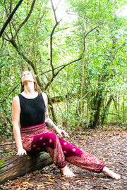 Burgundy Goddess Mandala Harem Pants