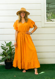 Mustard Yellow Double Gauze Cotton Dress