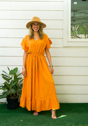 Mustard Yellow Double Gauze Cotton Dress