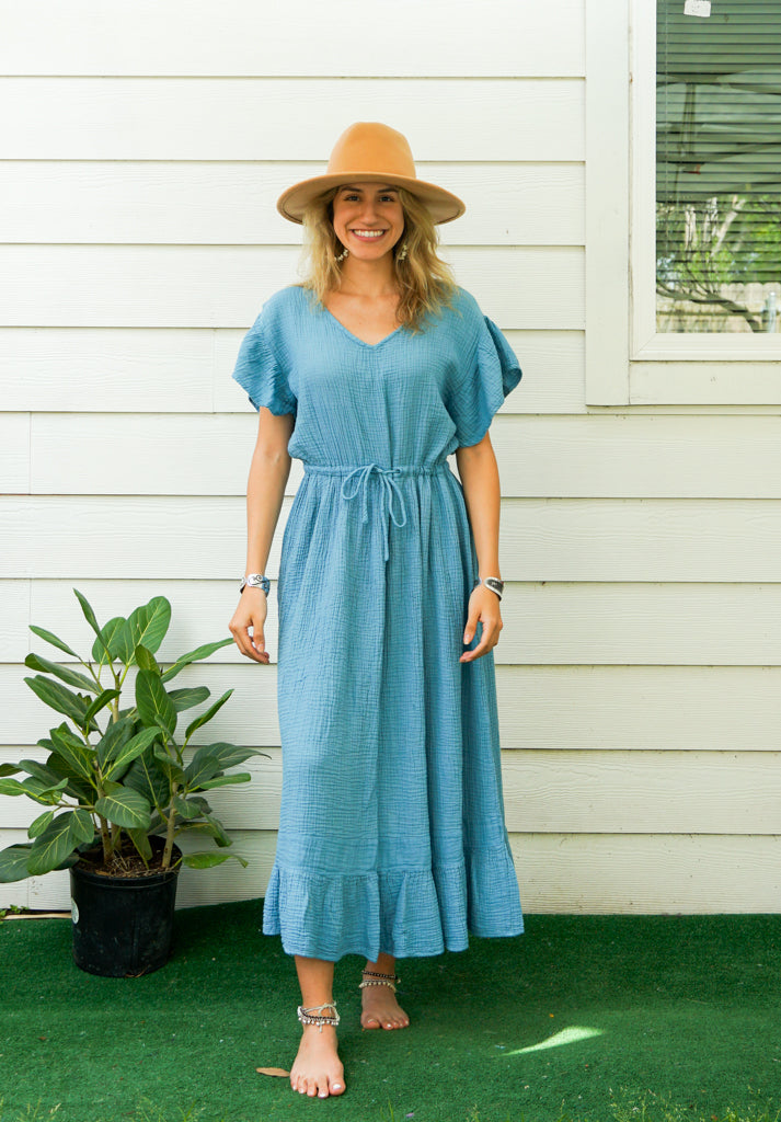 Sky Blue Double Gauze Cotton Dress