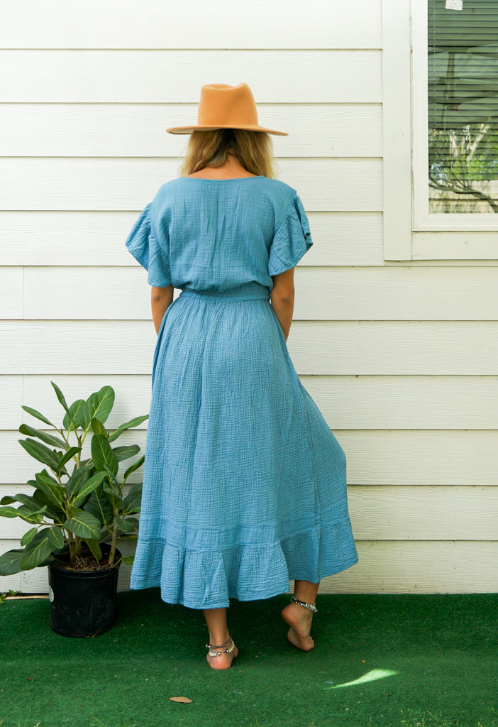 Sky Blue Double Gauze Cotton Dress