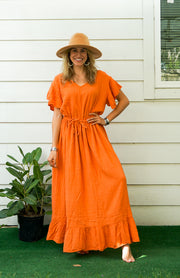 Orange Double Gauze Cotton Dress