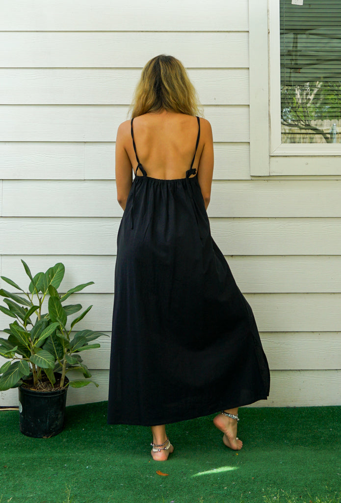 Black Cotton Boho SunDress