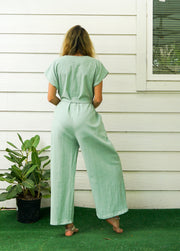 Mint Natural Cotton Jumpsuits with Pockets