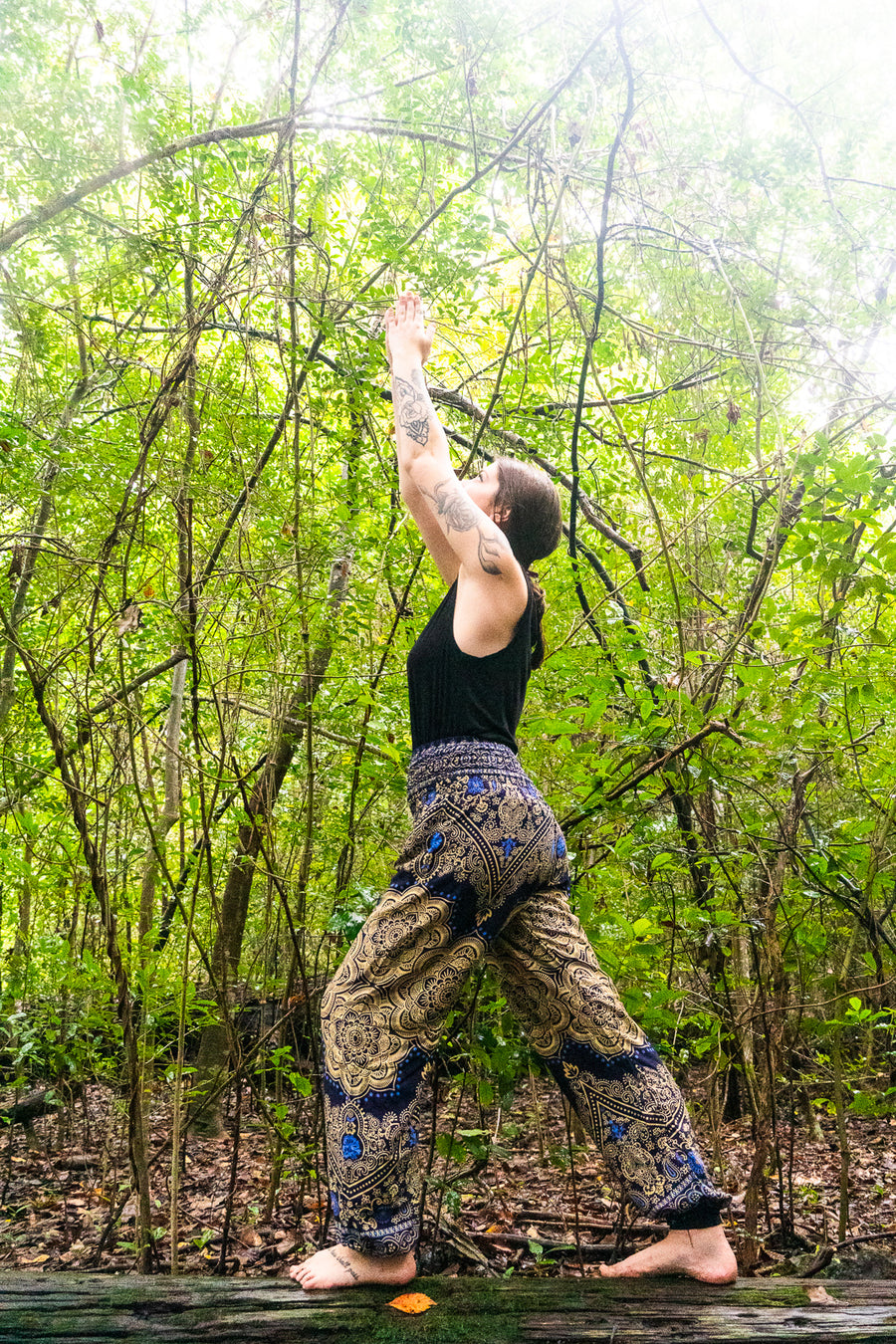 Dark Blue Lotus Mandala Harem Pants