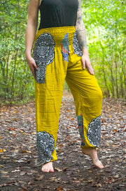 Yellow Vortex Flower Harem Pants