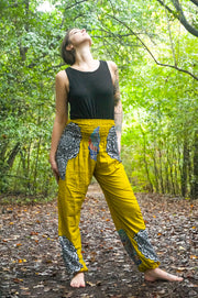 Yellow Vortex Flower Harem Pants