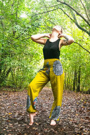 Yellow Vortex Flower Harem Pants