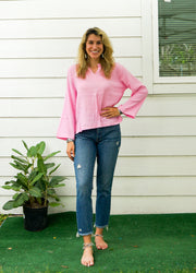 Pink Double Gauze Cotton Blouse