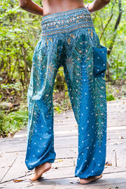 Teal Peacock Harem Pants