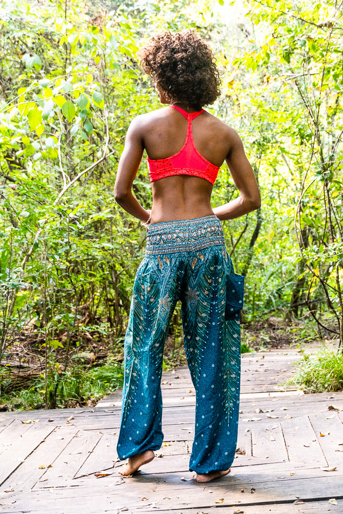 Teal Peacock Harem Pants