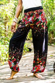 Black Floral Plus Size Harem Pants