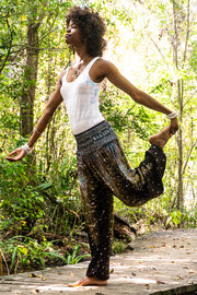 Turquoise and Brown Peacock Harem Pants