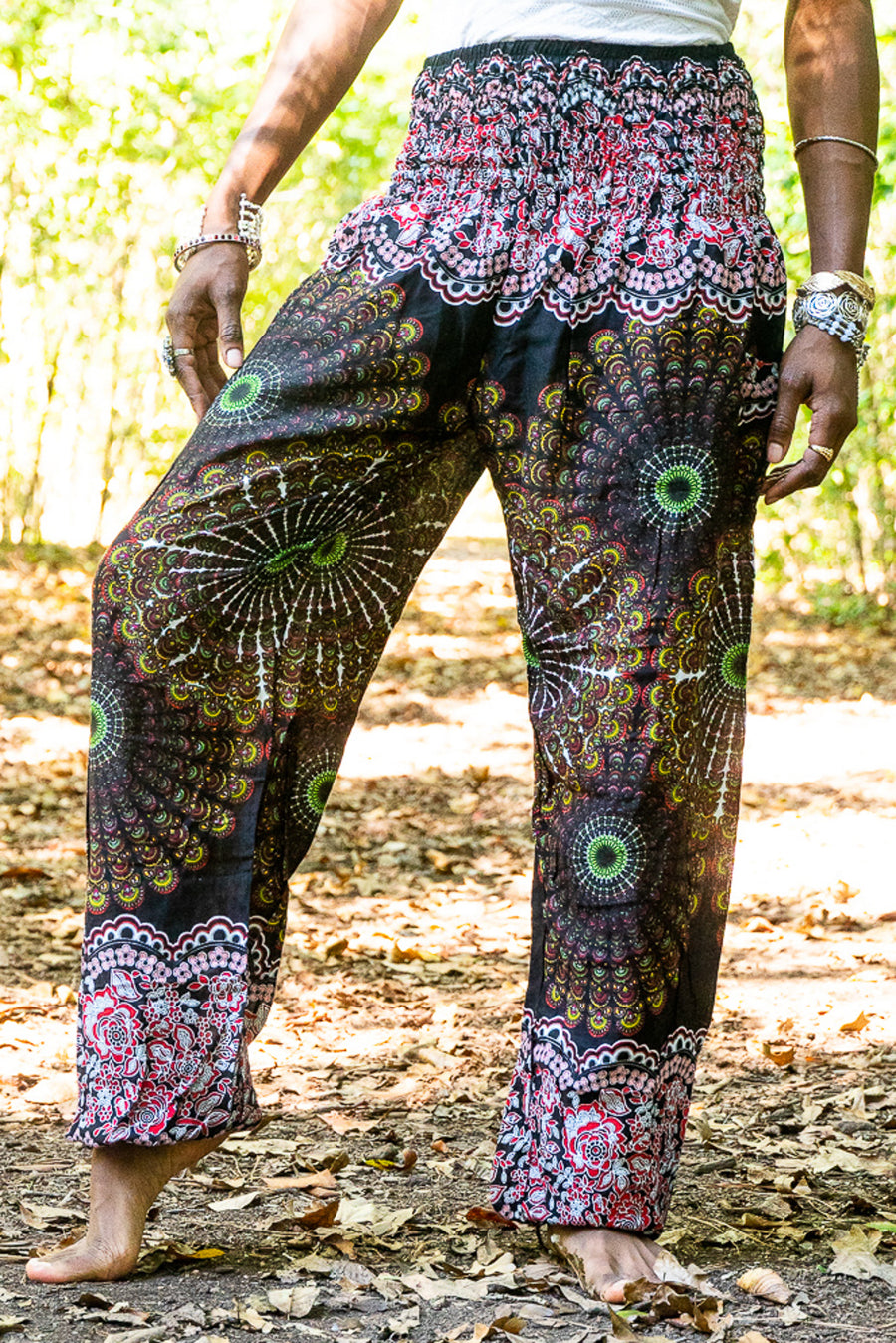 Midnight Peacock Tail Harem Pants