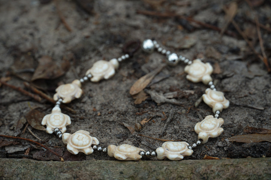 White Turtle Silver Bracelet