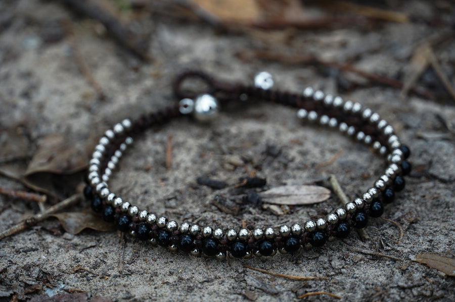 Black Woven Beaded Bracelet