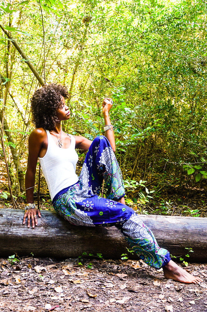 Dark Blue Star Mandala Harem Pants