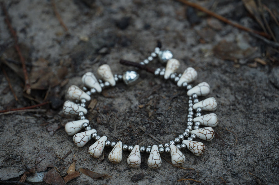 White Beaded Double Strand Bracelet