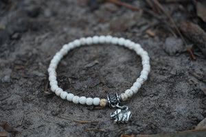 White Elephant Beaded Elastic Strand Bracelet