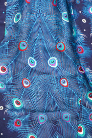 Blue Peacock Feather Harem Pants