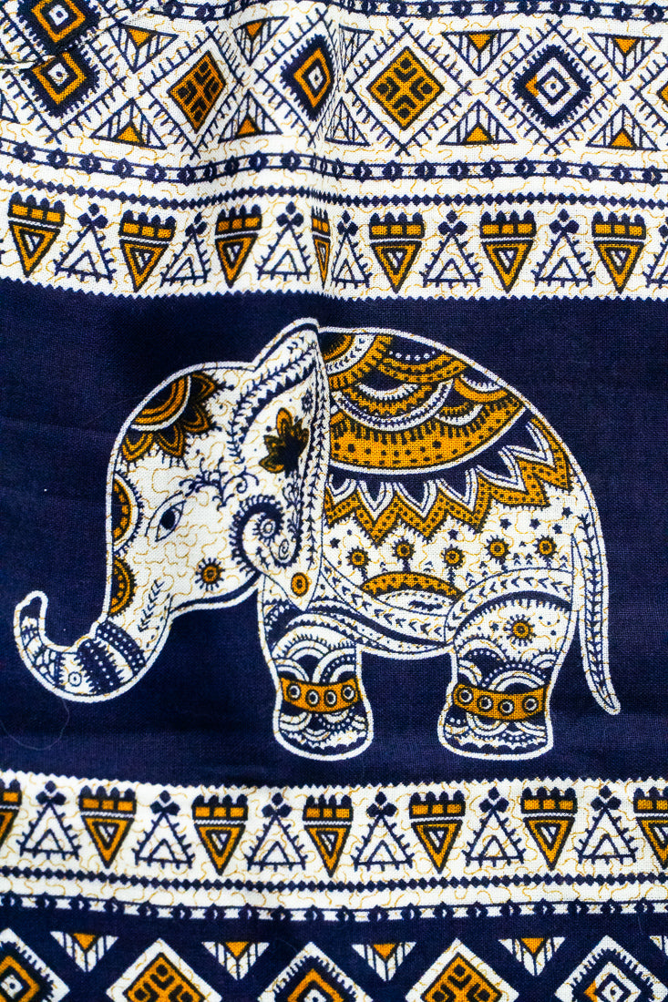 Blue Tribal Elephant Harem Pants