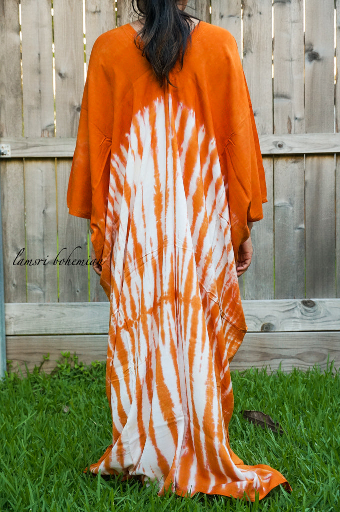 Orange Shibori Tie Dye Kaftan