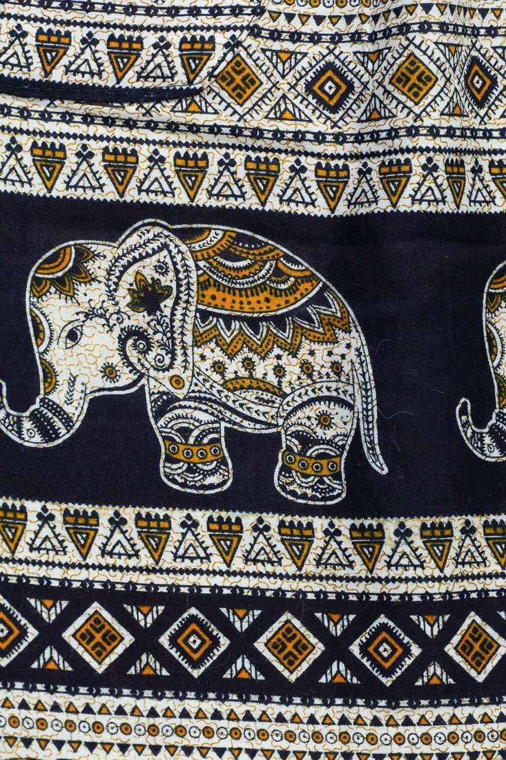 Black Tribal Elephant Harem Pants