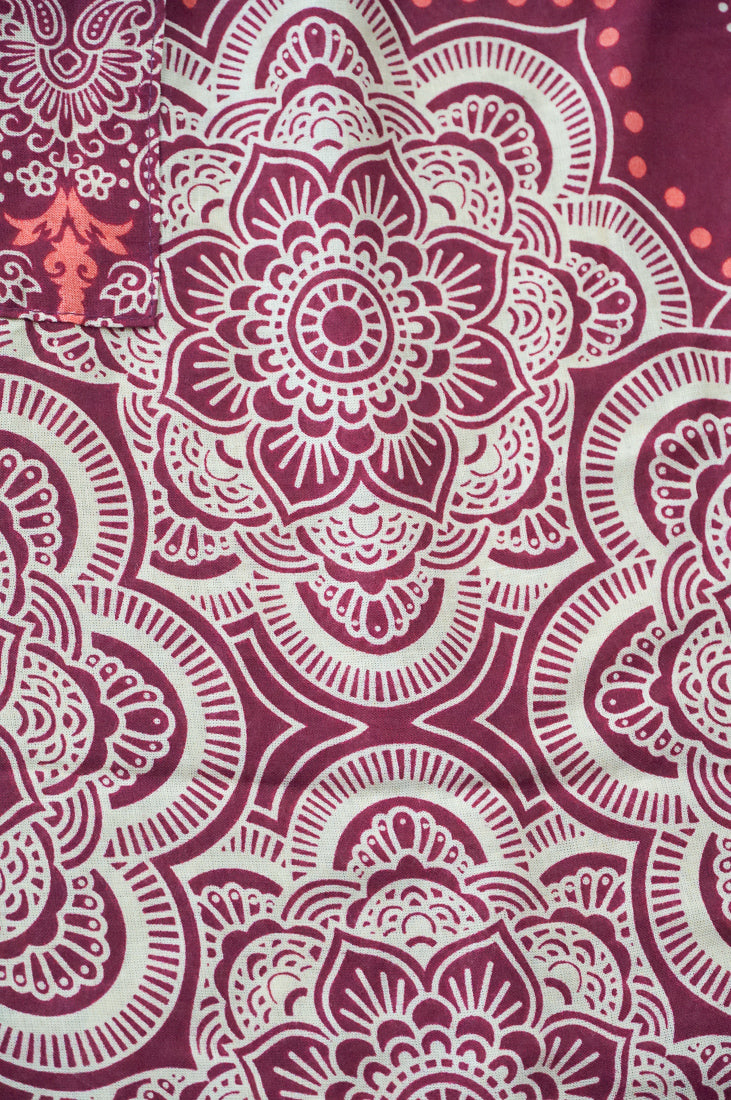 Burgundy Lotus Mandala Harem Pants