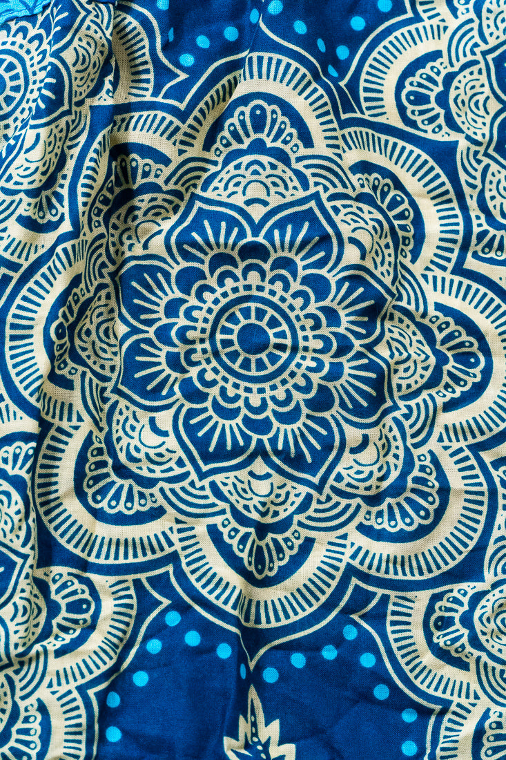 Turquoise Lotus Mandala Harem Pants