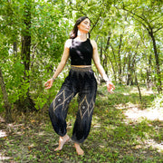 Black Diamond Peacock Harem Pants