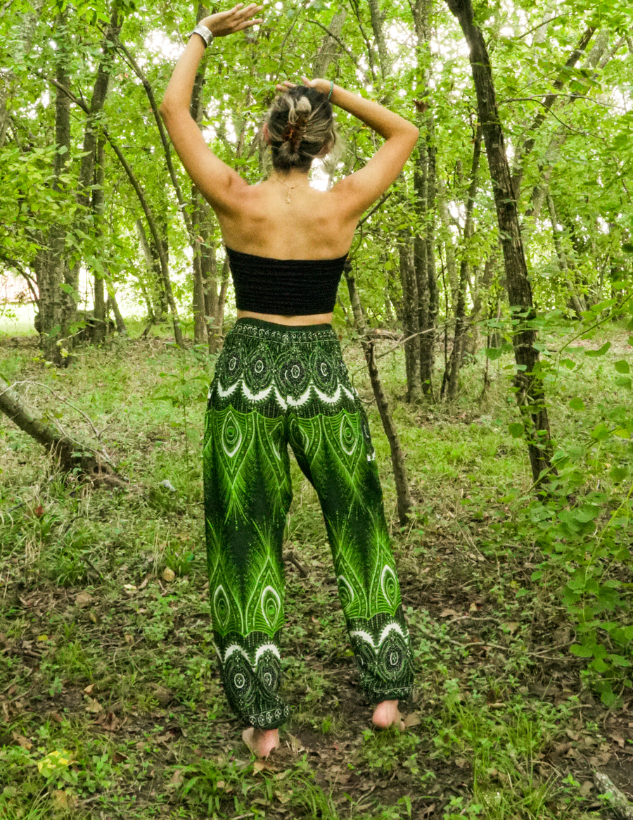 Green Royal Peacock Harem Pants