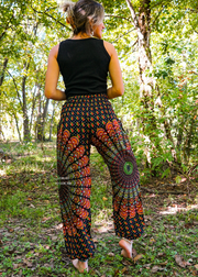 Black Full Moon Chakra Mandala Harem Pants