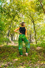 Green Wild Peacock Harem Pants